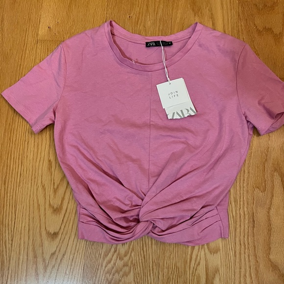 Pink Twisted Front Cropped T-Shirt - Picture 7 of 7